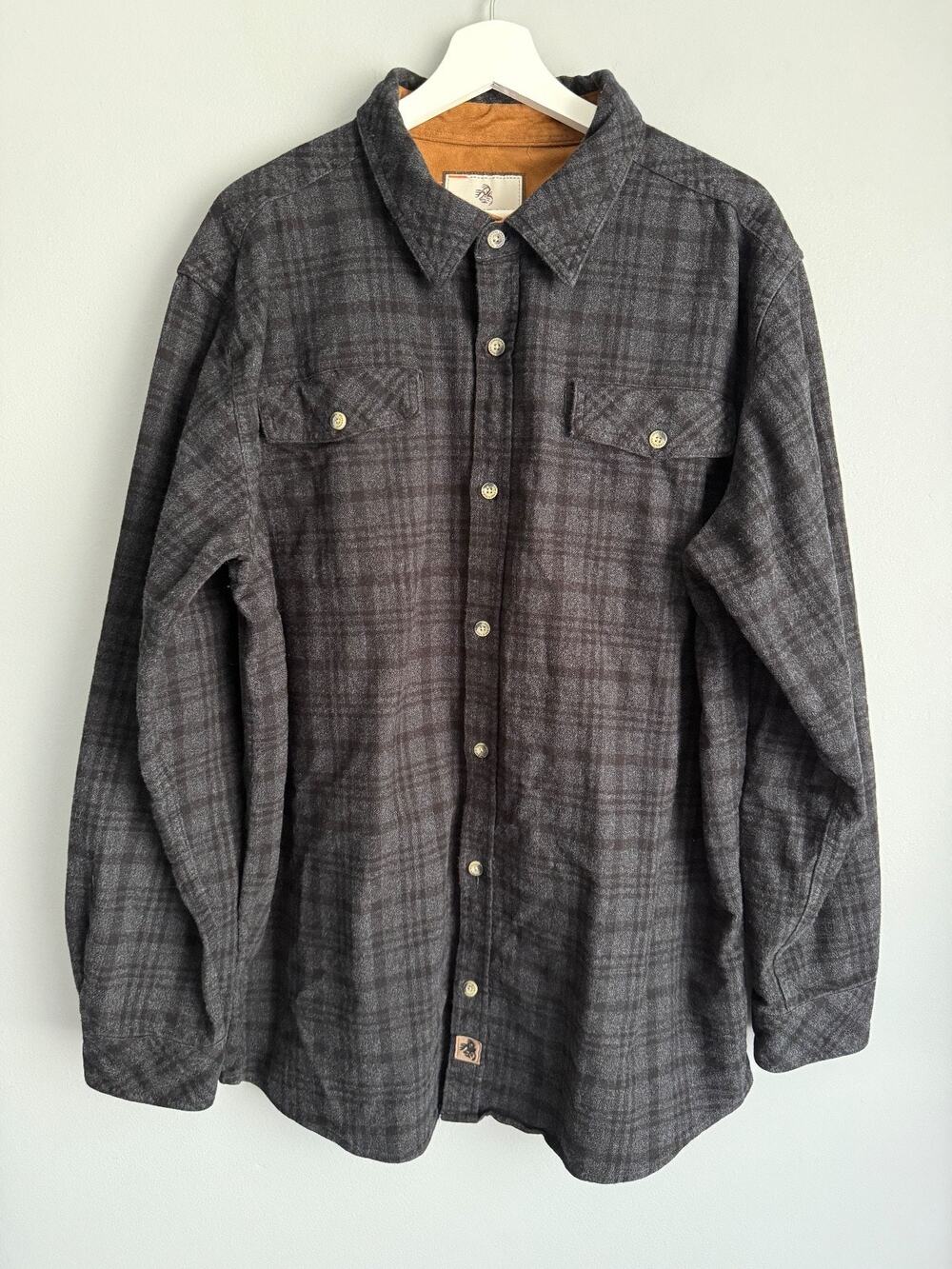 Legendary Whitetails Men's XLT Gray Plaid Flannel Snap Shirt Lined Outdoor